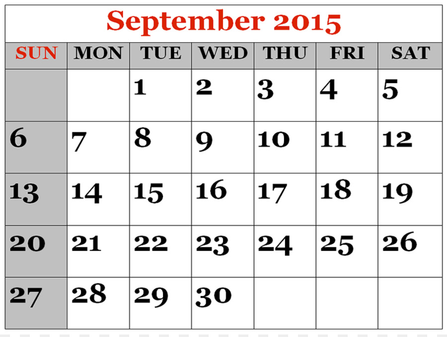 Calendario Septiembre 2015，Septiembre PNG