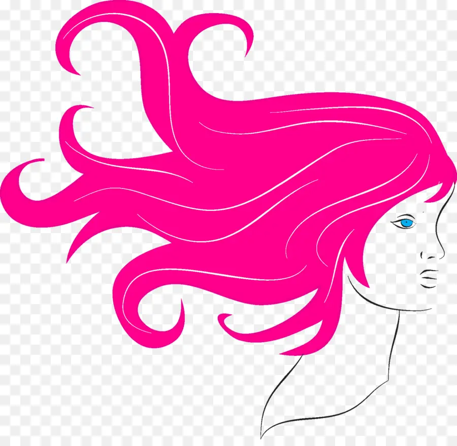 Ilustración De Cabello Rosa，Rostro PNG