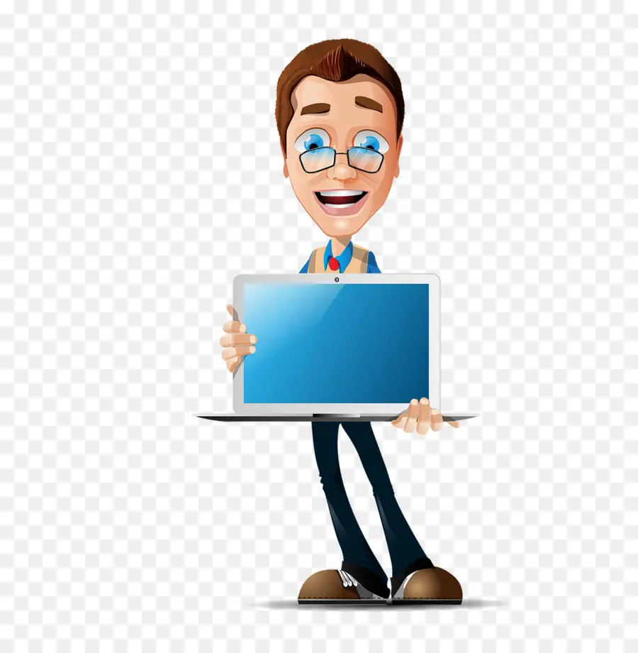 Hombre Con Computador Portatil，Anteojos PNG