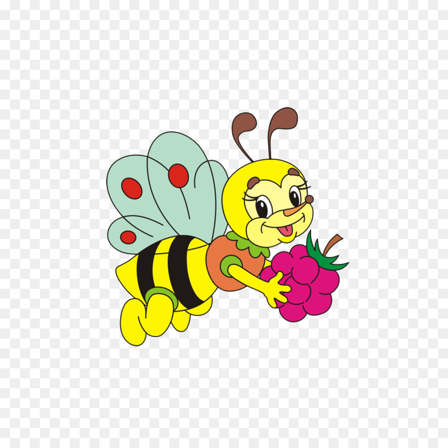 Abeja De Dibujos Animados，Uvas PNG