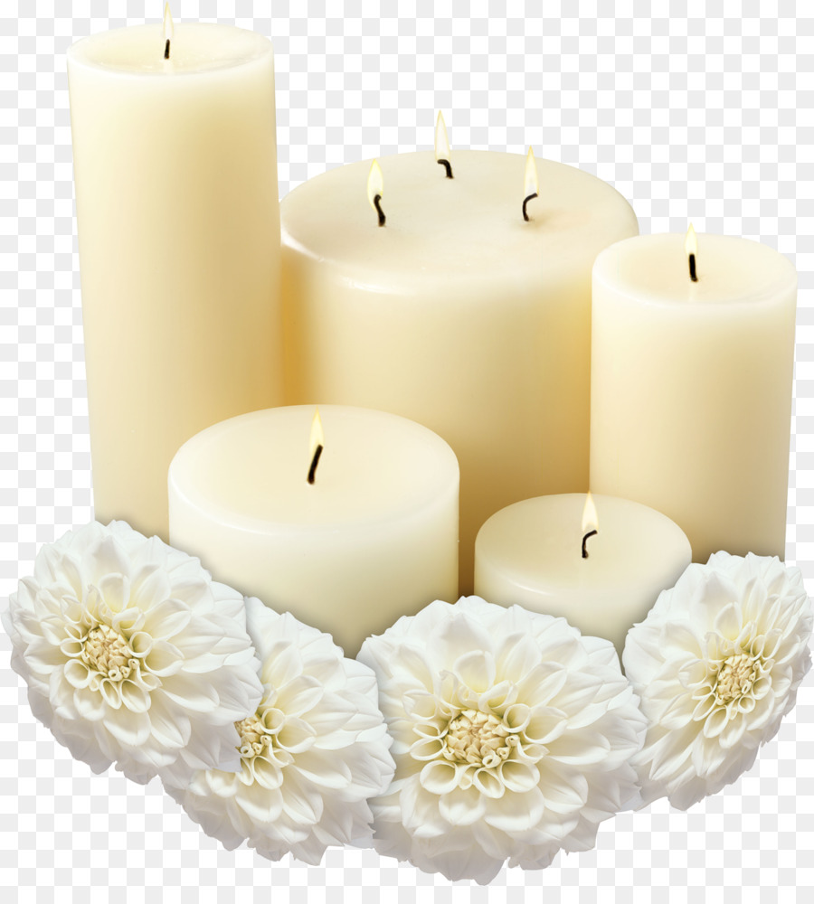 Velas Y Flores，Velas Blancas PNG