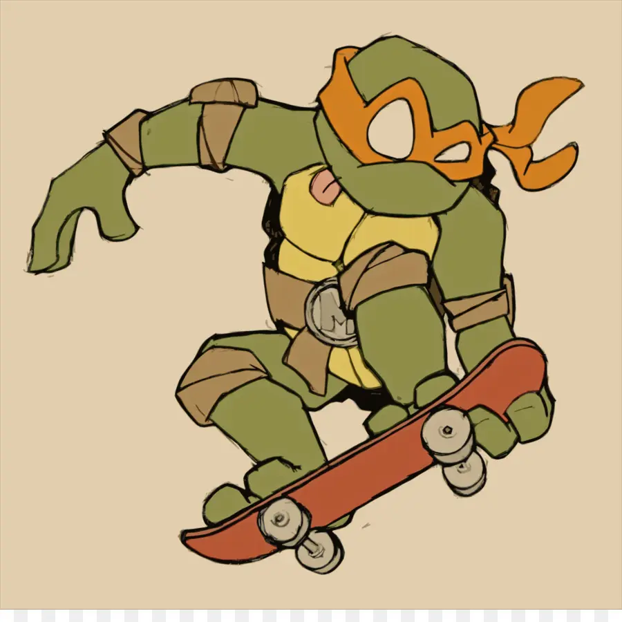 Tortuga Ninja En Patineta，Máscara Naranja PNG