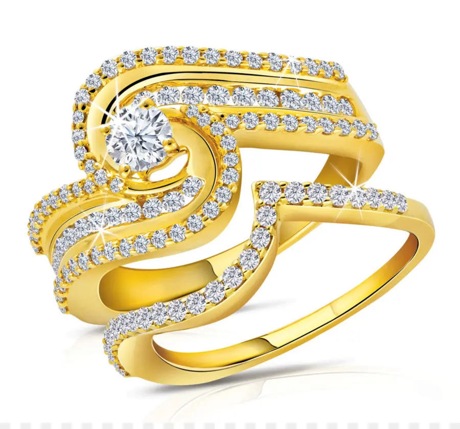 Anillo De Diamantes Dorados，Joyas PNG