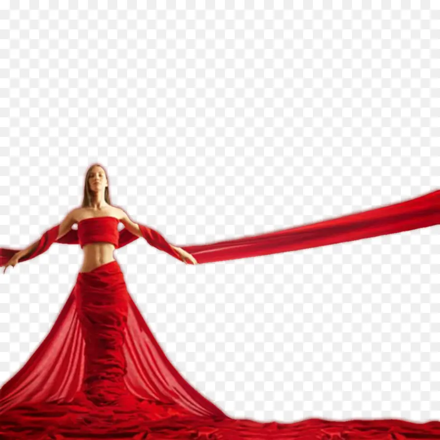 Mujer En Vestido Rojo，Modelo PNG