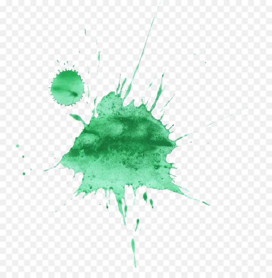 Salpicaduras De Pintura Verde，Acuarela PNG