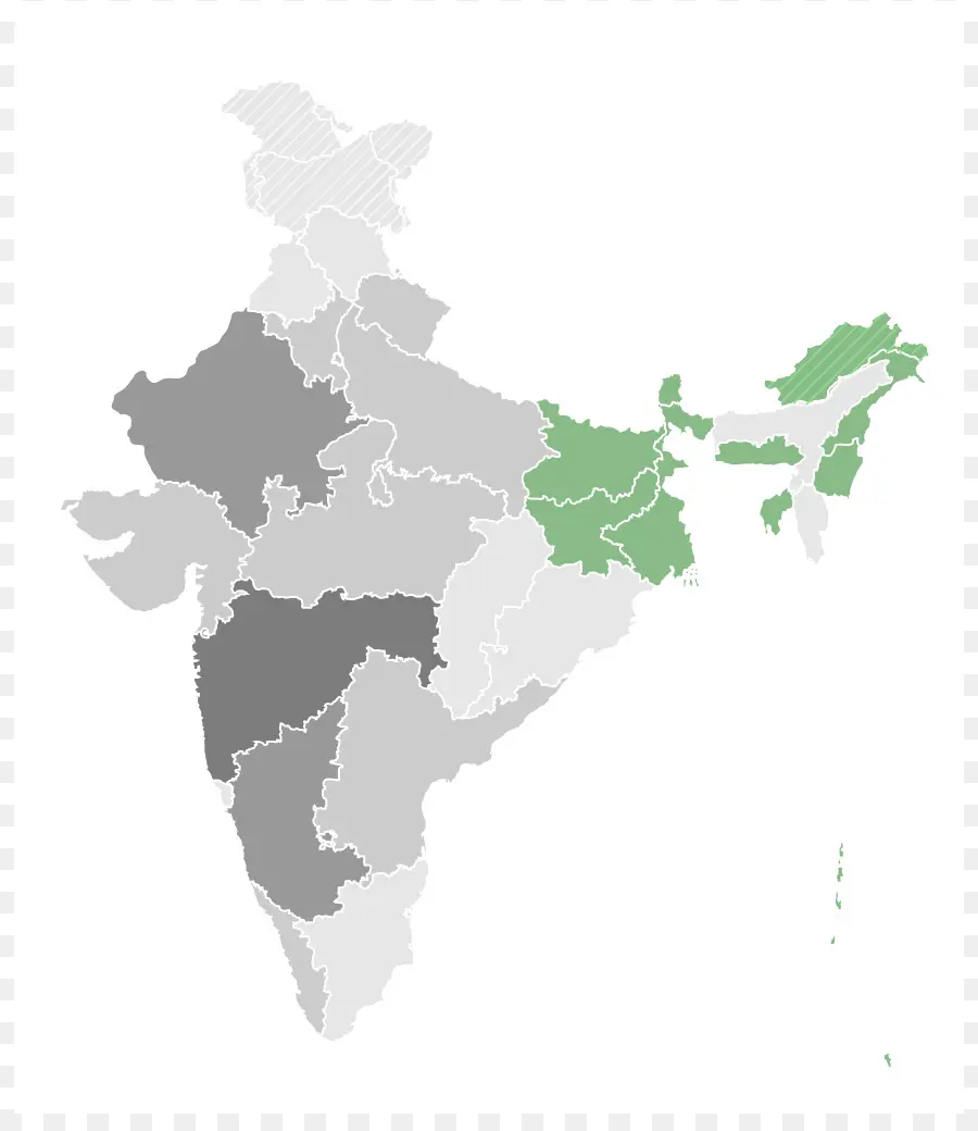 Mapa De Los Estados De La India，Regiones PNG