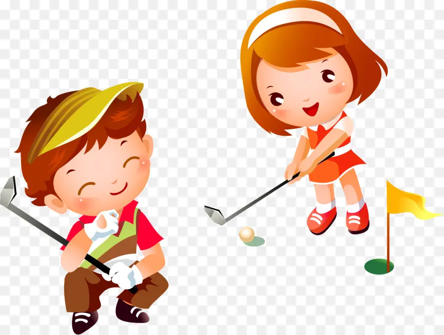 Niños Jugando Golf，Chico PNG