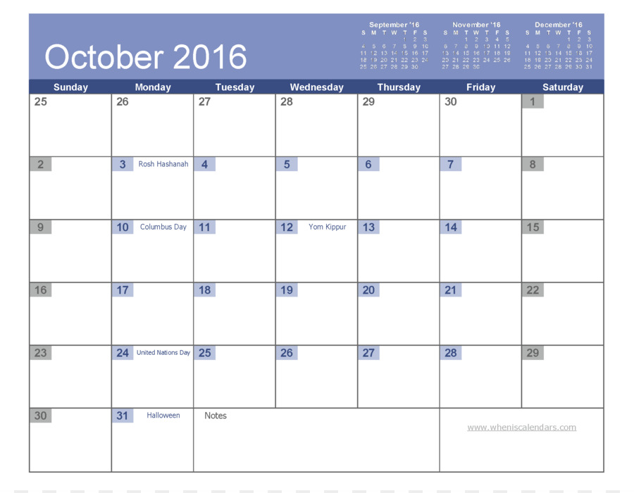 Calendario Noviembre 2016，Noviembre PNG