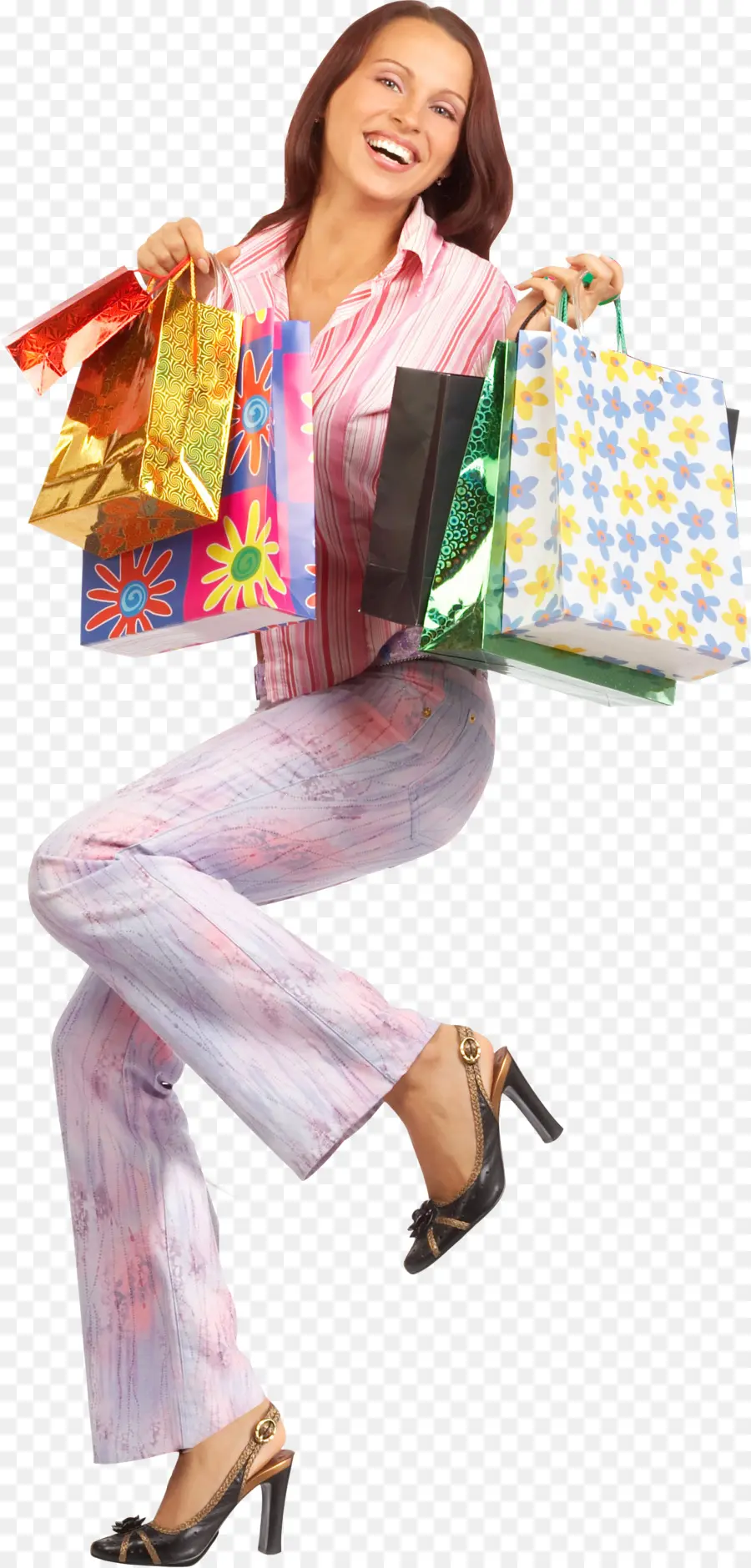 Mujer De Compras，Bolsas De Compras PNG