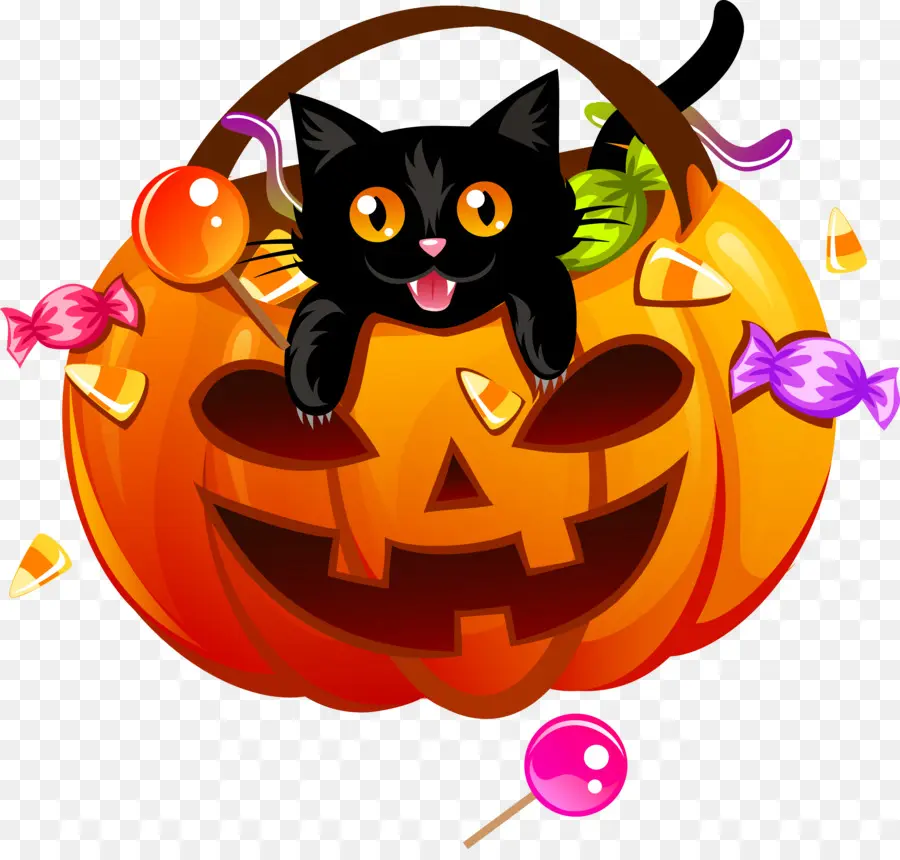 Calabaza De Halloween，Gato PNG