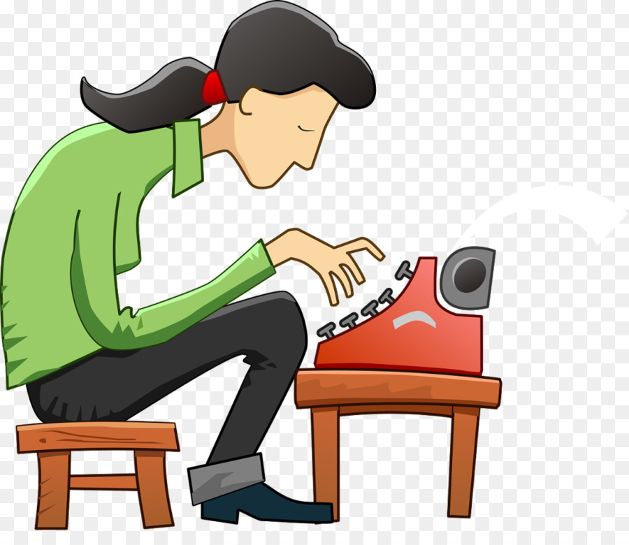 Mujer Escribiendo，Máquina De Escribir PNG