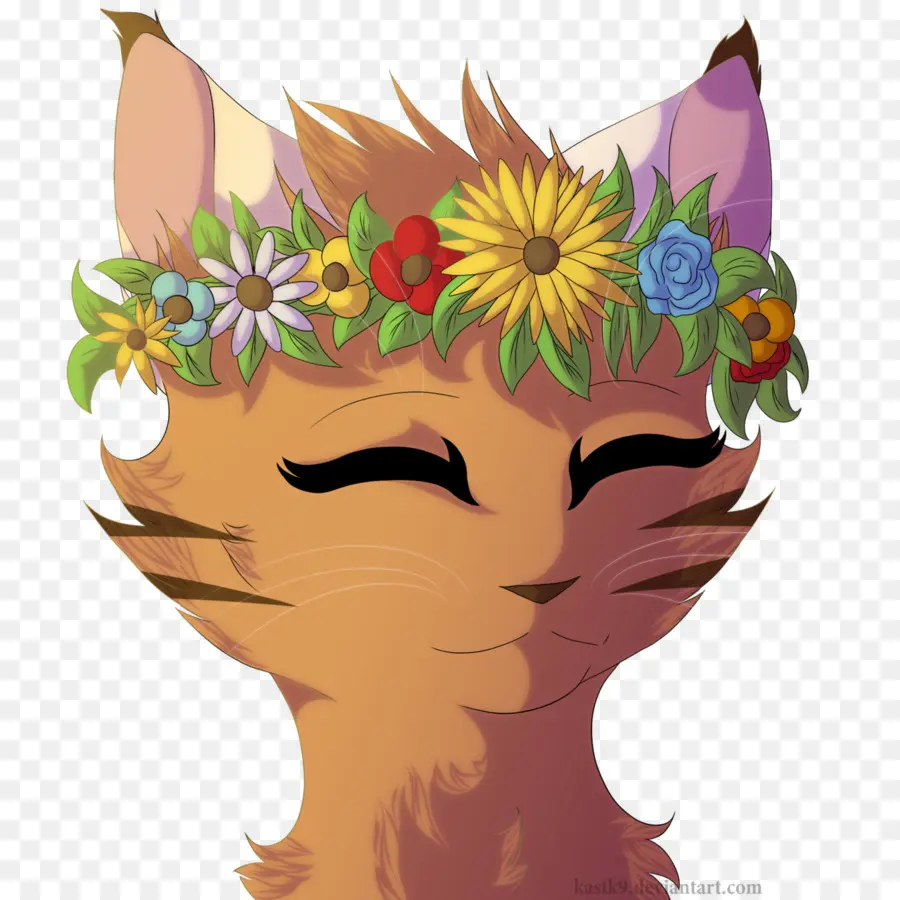 Gato，Corona De Flores PNG