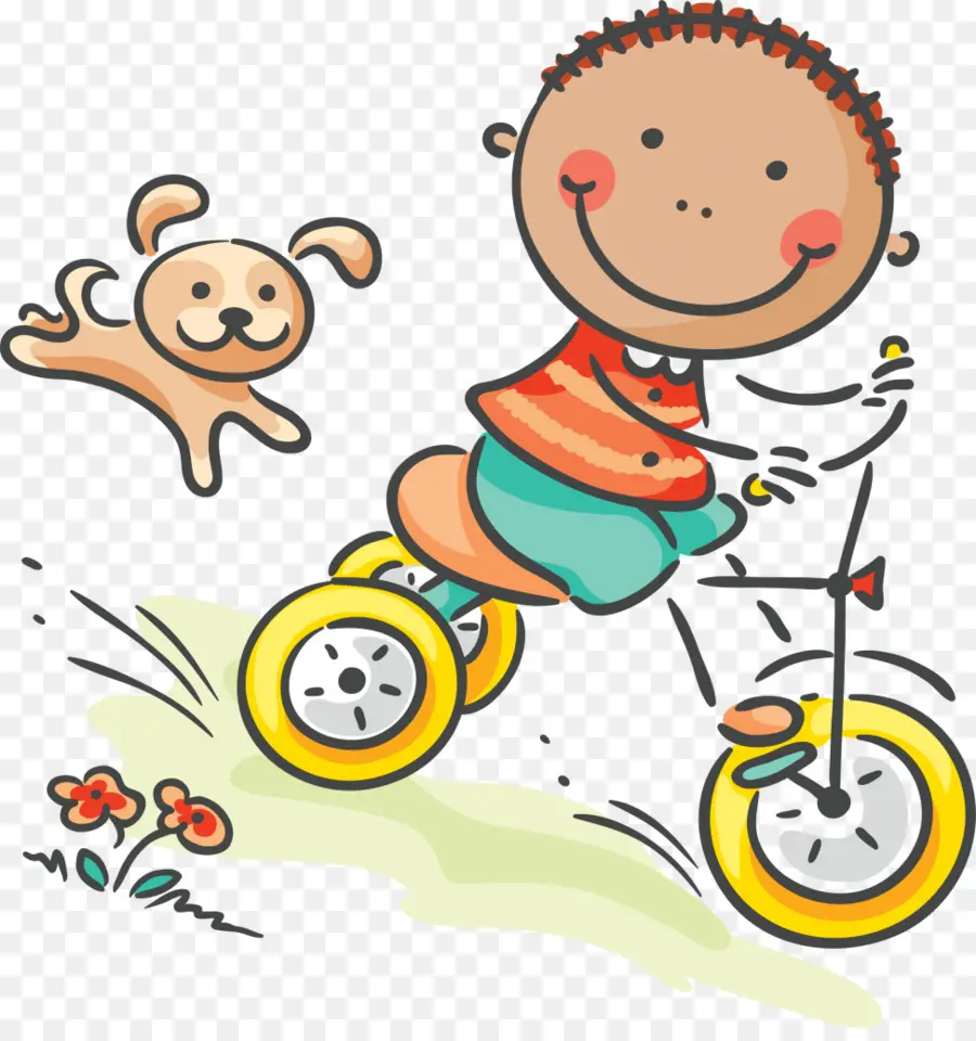 Niño En Bicicleta，Perro PNG