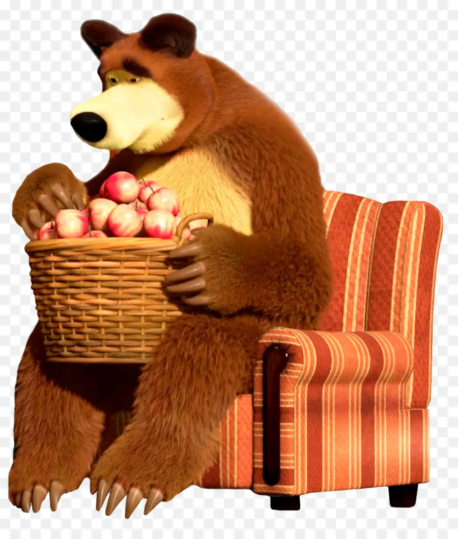 Oso Con Cesta De Manzanas，Oso PNG