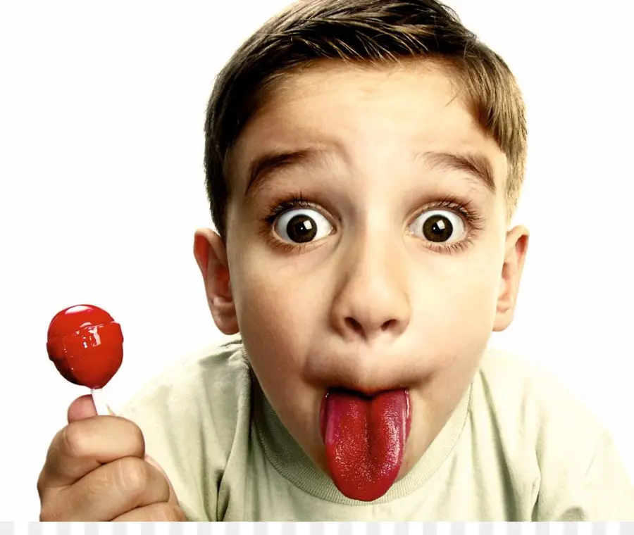 Niño Con Piruleta，Lengua Roja PNG