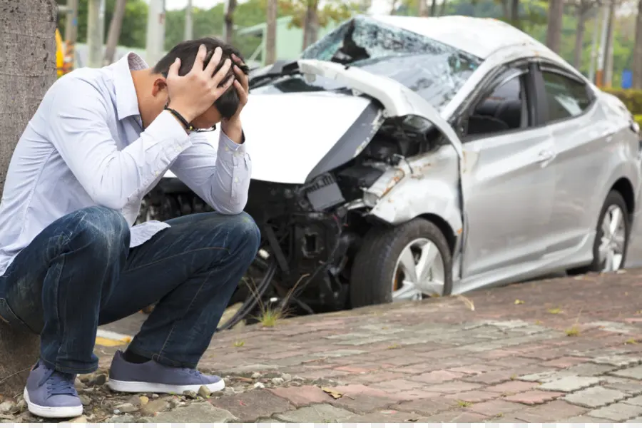 Hombre Con Coche Accidentado，Accidente PNG