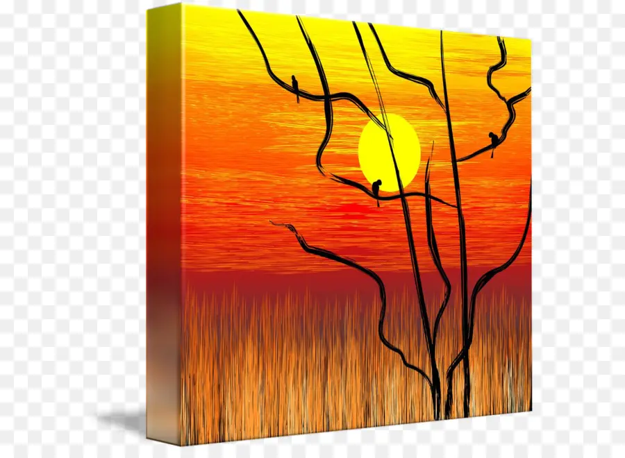 Pintura Al Atardecer，Árbol PNG