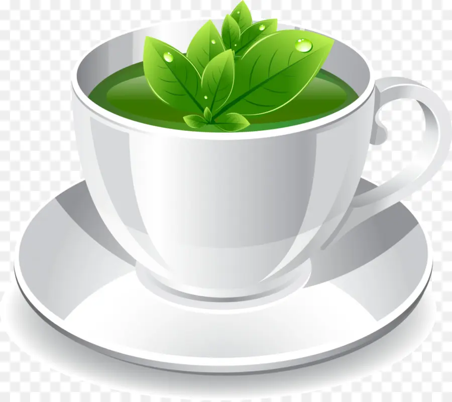 Taza De Té Verde，Hojas De Té PNG