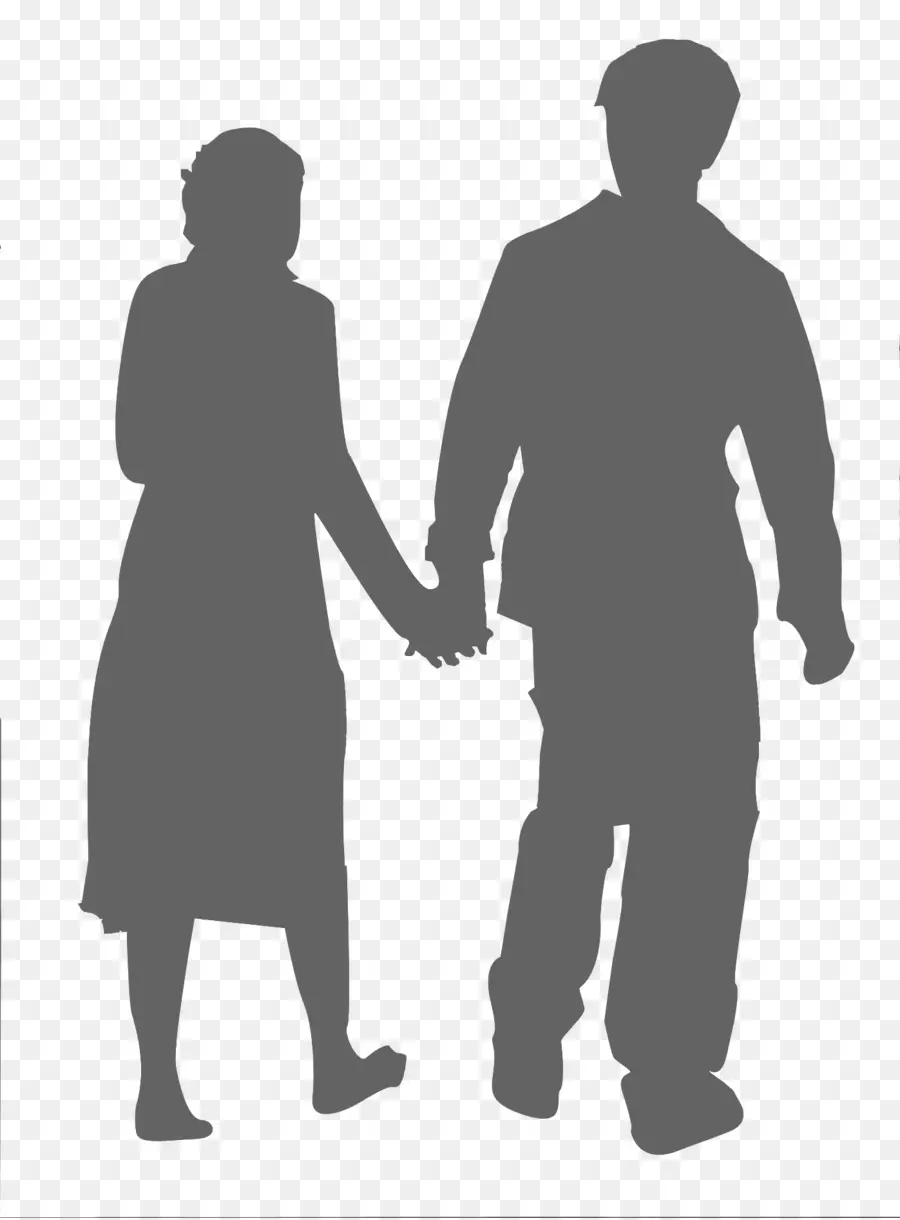 Silueta De Pareja，Tomados De La Mano PNG