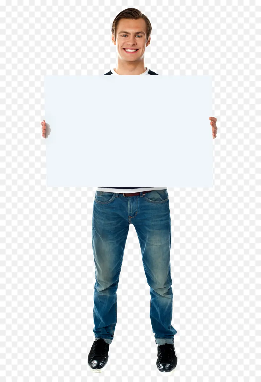 Hombre Con Cartel En Blanco，Signo En Blanco PNG