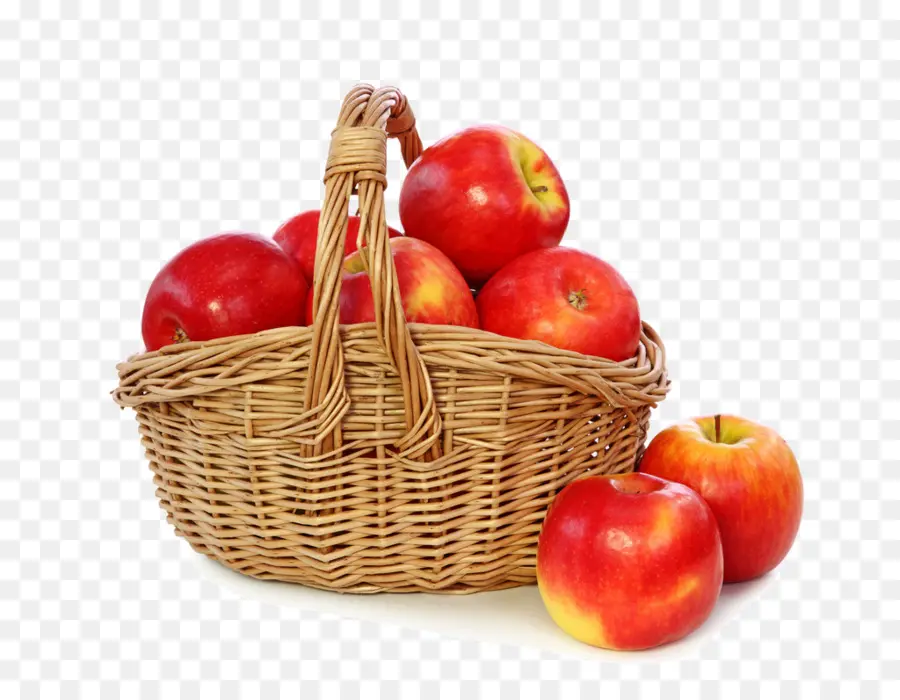 Cesta De Manzanas，Fruta PNG