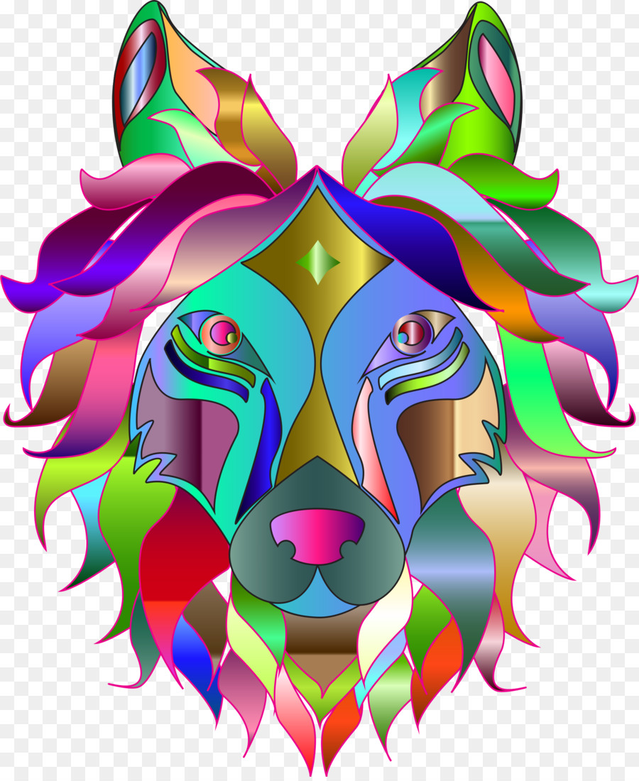 Cabeza De Lobo Colorida，Vistoso PNG