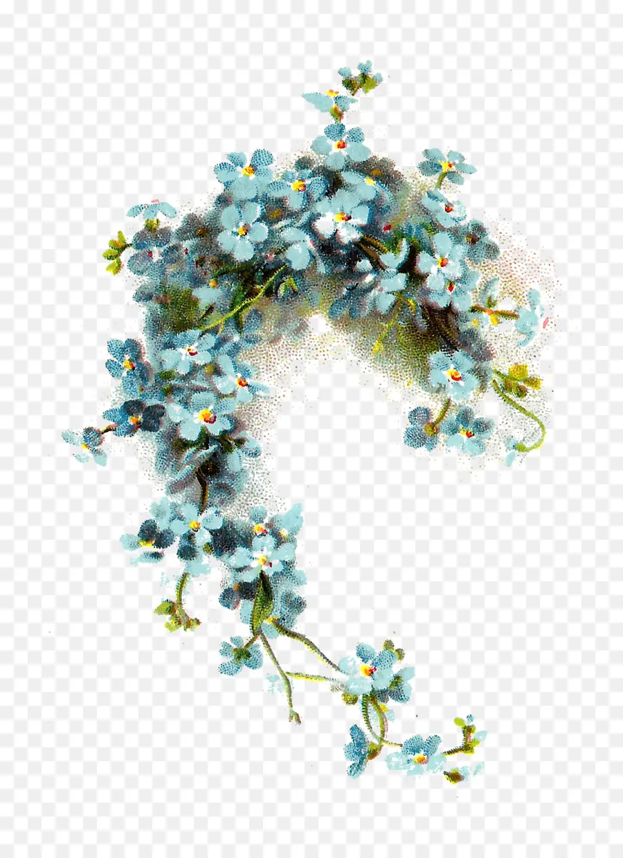 Guirnalda De Flores Azules，Flores PNG