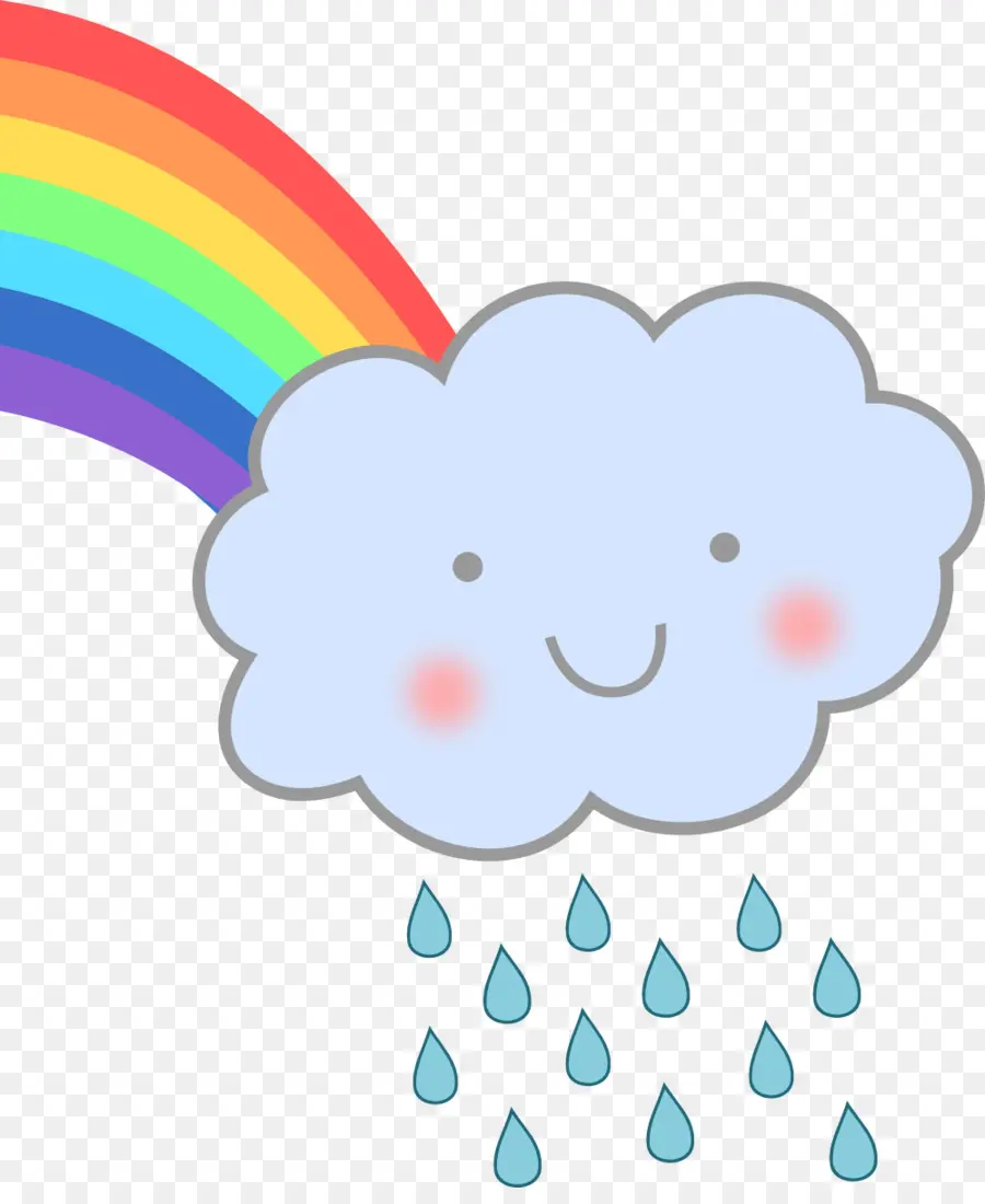 Nube Sonriente Con Arco Iris，Lindo PNG