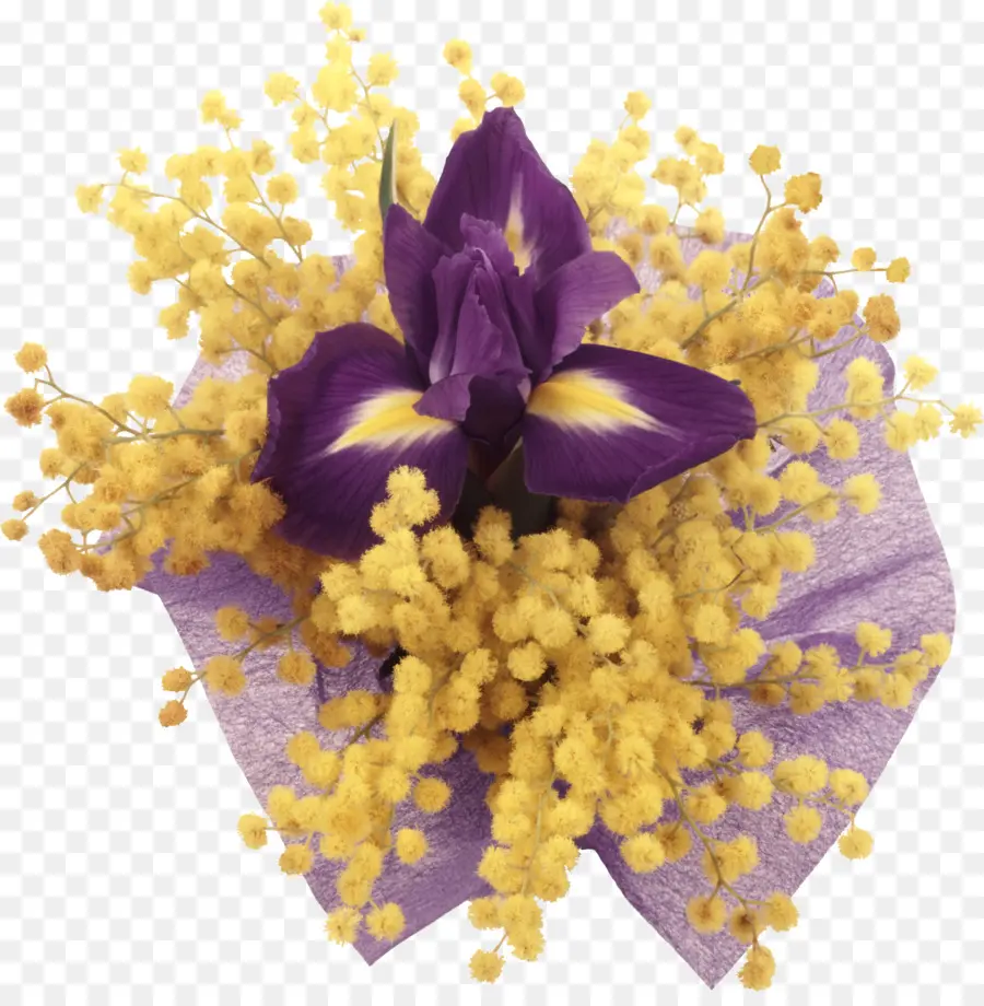 Flores Moradas Y Amarillas，Ramo PNG