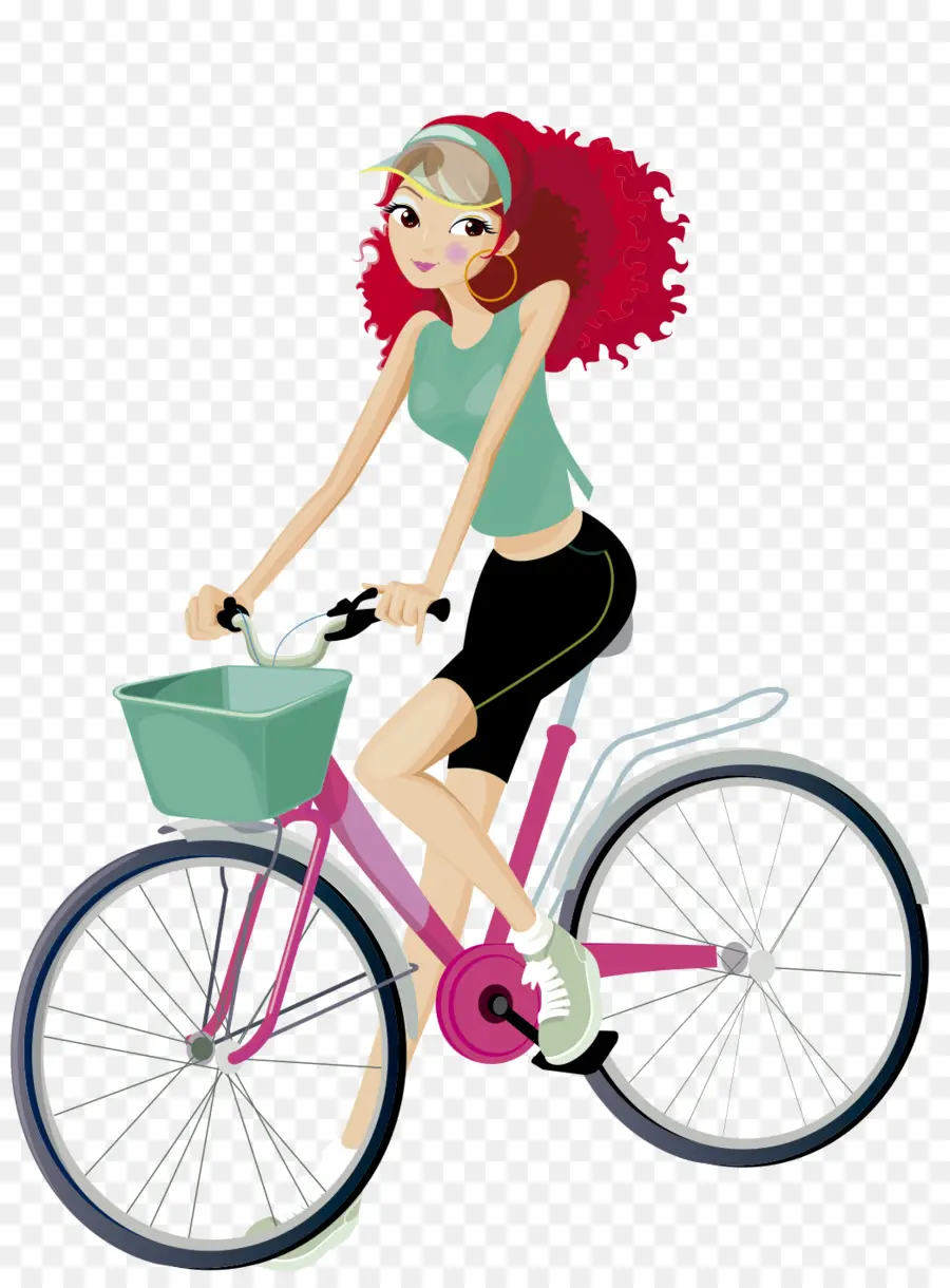 Chica De Dibujos Animados En Bicicleta，Chica PNG