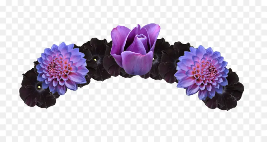 Corona De Flores Moradas Y Negras，Flor Morada PNG