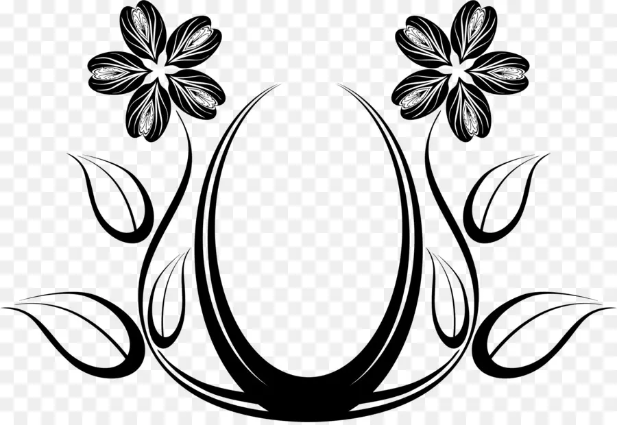 Diseño Floral Negro，Flores PNG