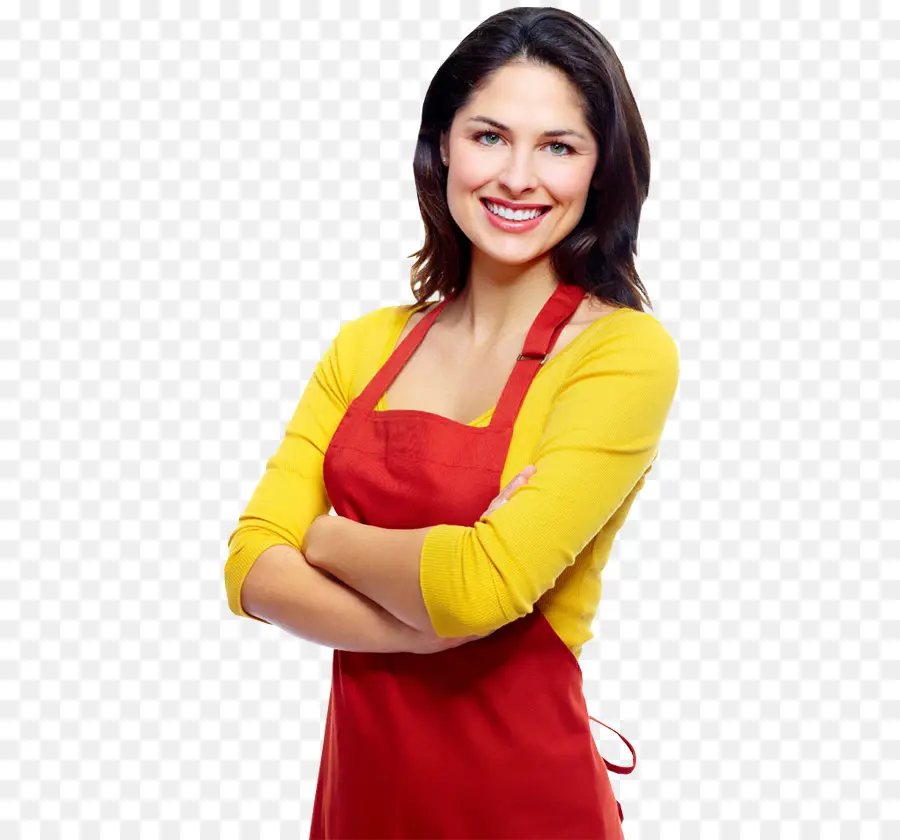 Mujer En Delantal，Sonriente PNG