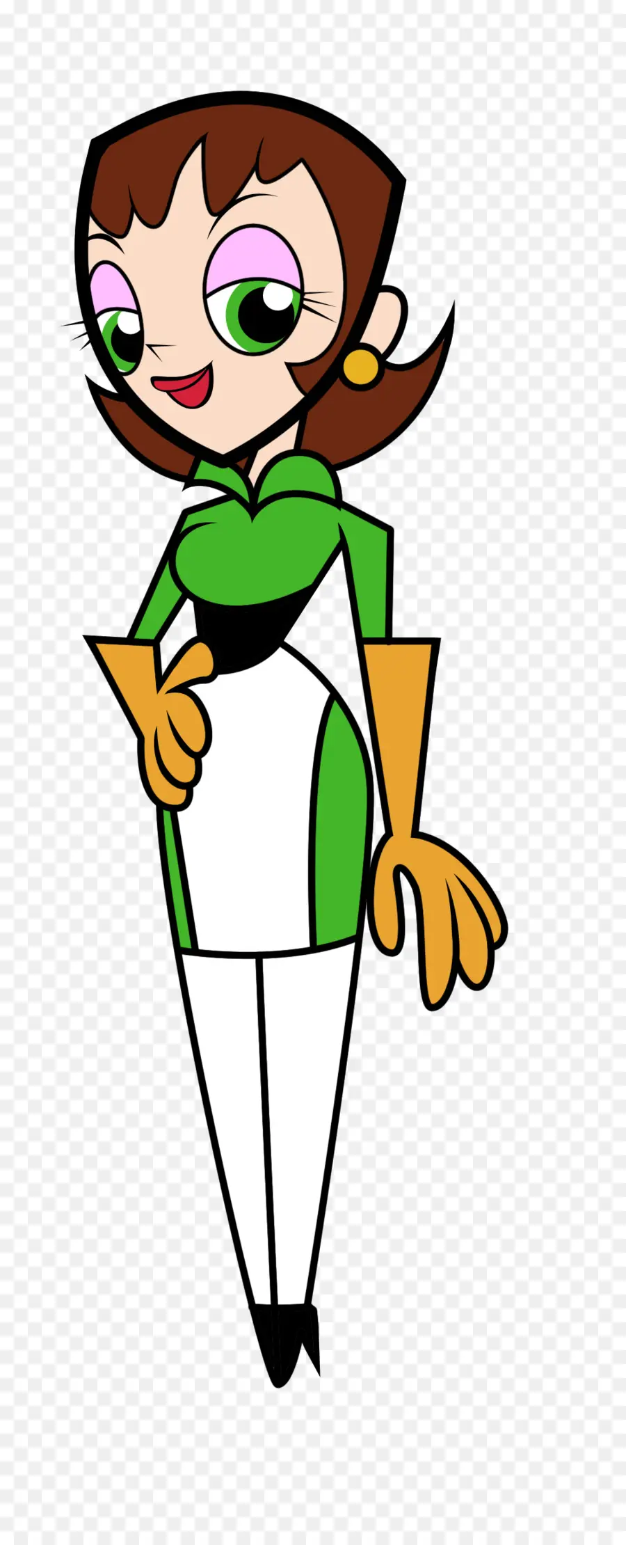 Mujer De Dibujos Animados，Vestido Verde PNG