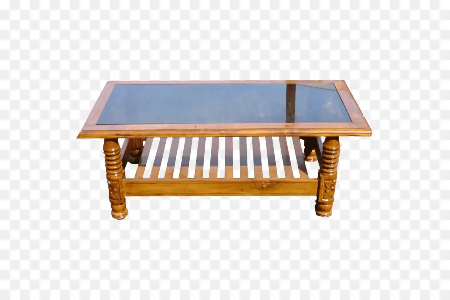 Mesa De Centro De Madera，Tapa De Cristal PNG