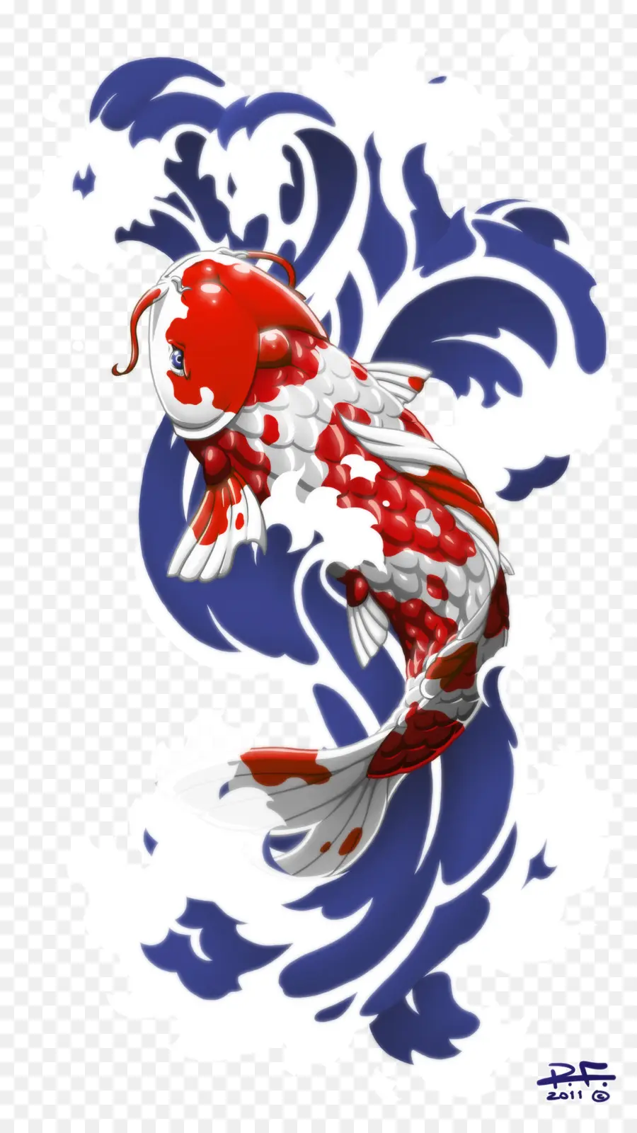 Pez Koi Rojo Y Blanco，Koi PNG