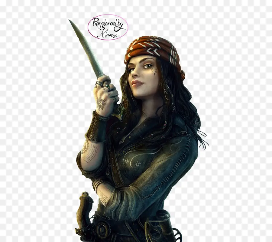 Mujer Pirata，Cuchillo PNG