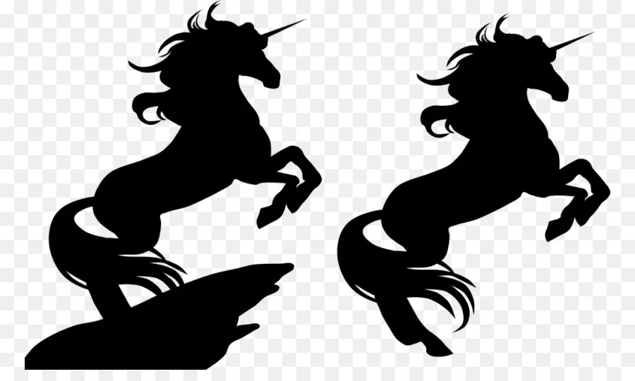 Siluetas De Unicornio，Negro PNG