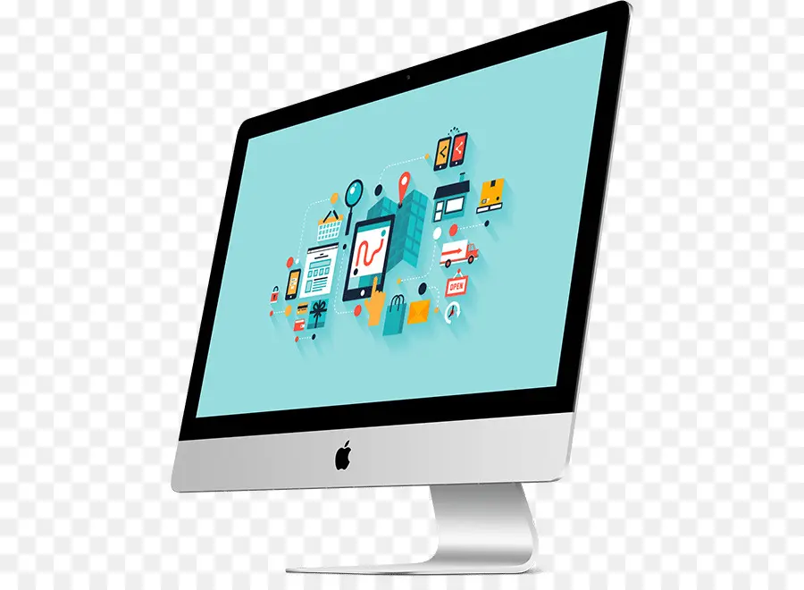 Imac Con Iconos Digitales，Tecnología PNG