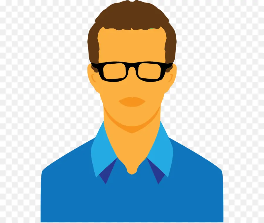 Hombre Con Gafas，Camisa Azul PNG