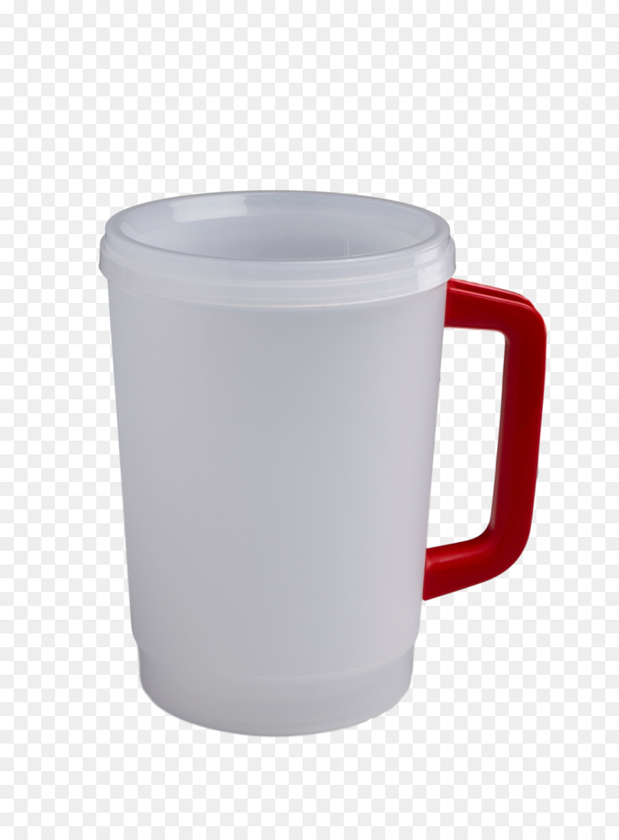 Taza Blanca Con Mango Rojo，Taza PNG