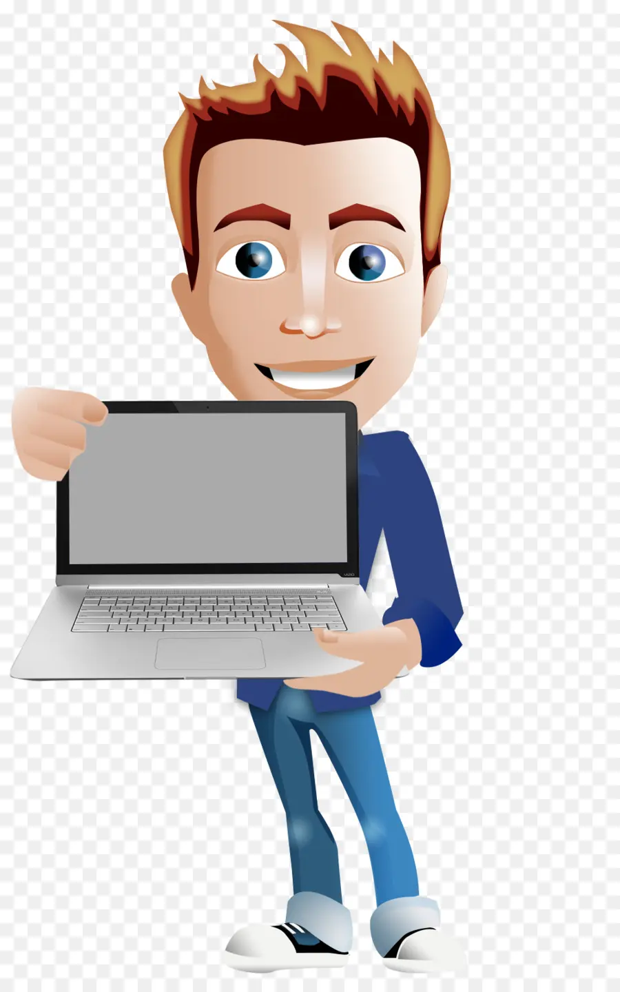 Hombre Con Computador Portatil，Pelo Rubio PNG