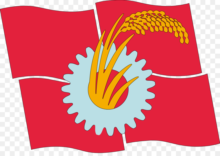 Bandera Roja Con Engranaje Y Trigo，Símbolo PNG