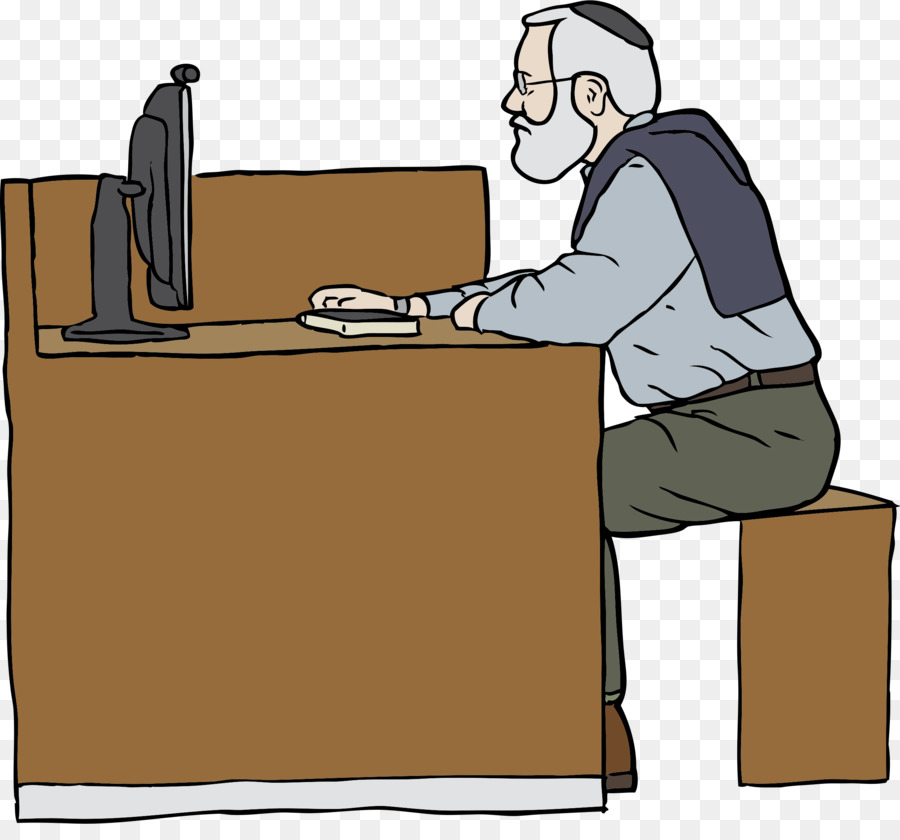 Hombre En La Computadora，Escritorio PNG