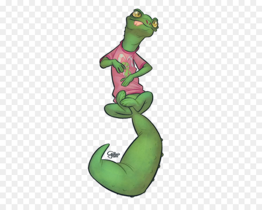 Lagarto Verde Con Una Camisa Rosa，Dibujos Animados PNG