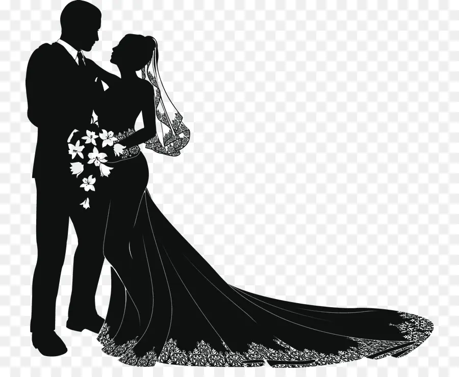 Silueta De Boda，Pareja PNG