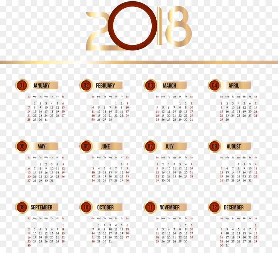 Calendario 2018，Año PNG