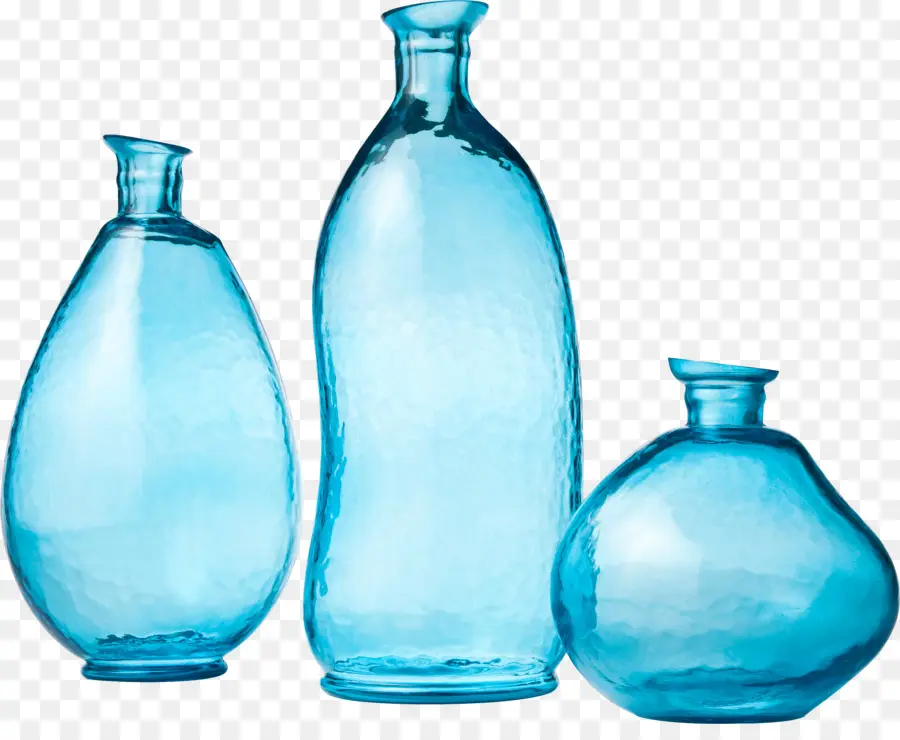 Botellas De Vidrio Azul，Florero PNG