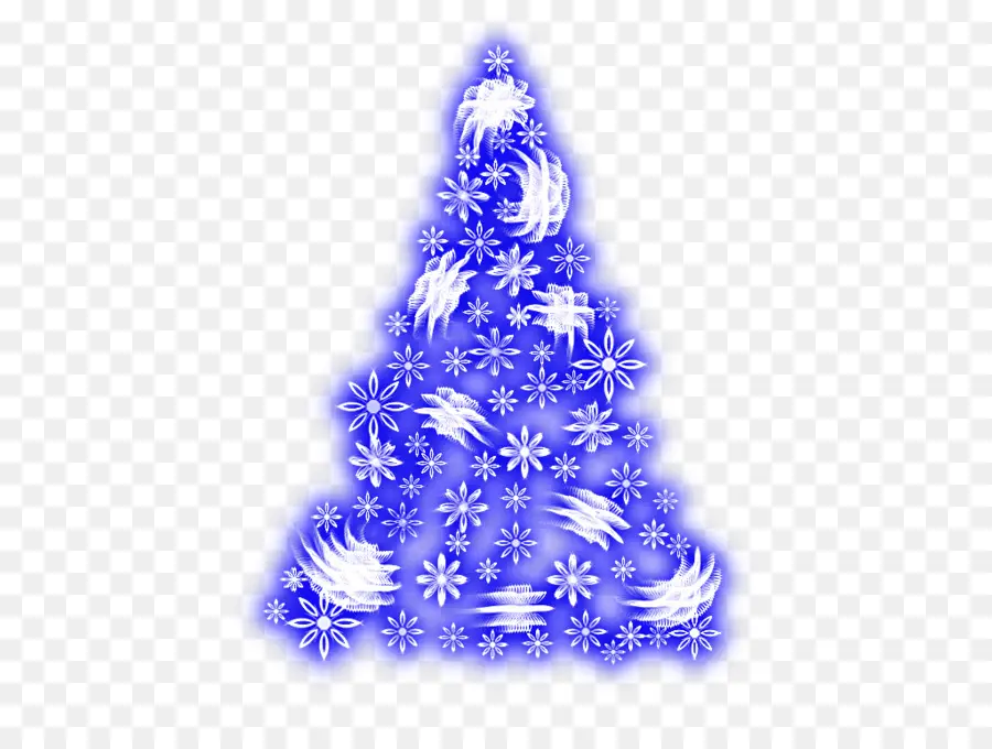 árbol De Navidad Azul，Copos De Nieve PNG