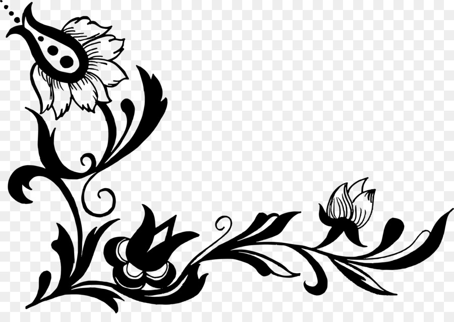 Diseño Floral Negro，Flor PNG